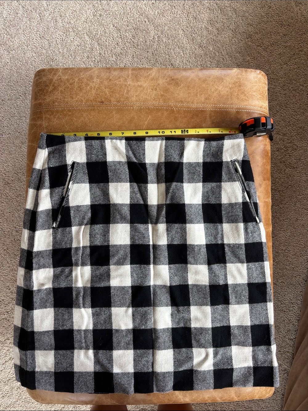 Talbots Black and White Buffalo Check A-Line Skirt